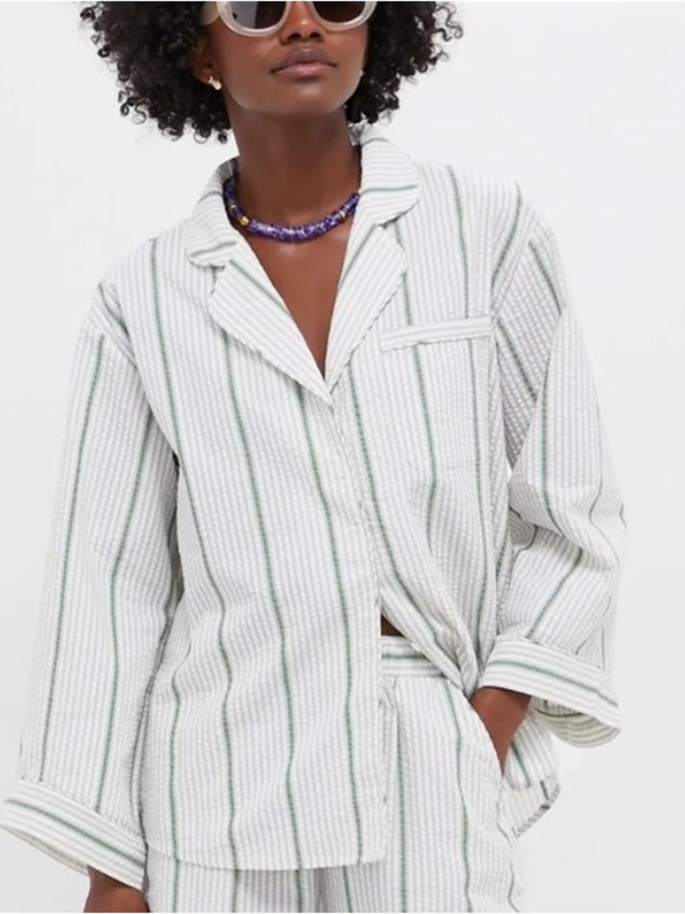Tuckernuck Mondego Stripe Seersucker Reya Top M NWOT